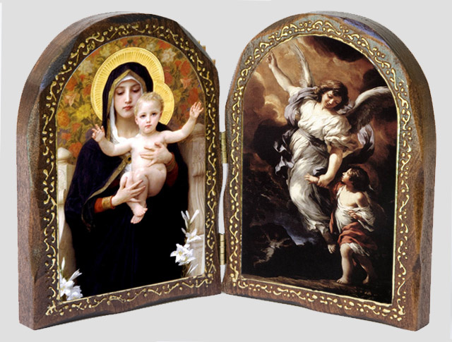 Catholic Diptych - La Vierge au Lys / The Guardian Angel - Click Image to Close