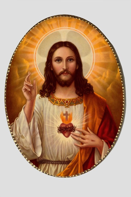 Sacred Heart of Jesus Wood Oval Plaque